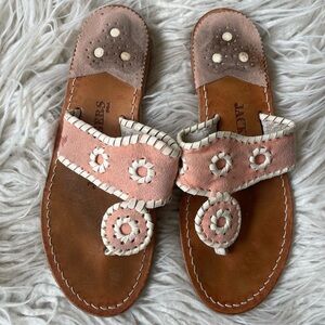 Jack Rodgers Salmon Pink Suede Leather Whipstitch Jacks Heritage Sandals Size 6